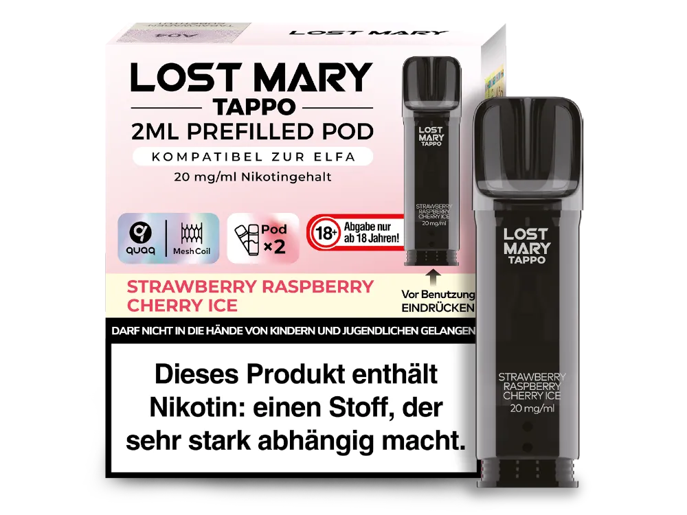 Lost Mary Tappo POD 2x - Strawberry Raspberry Cherry Ice