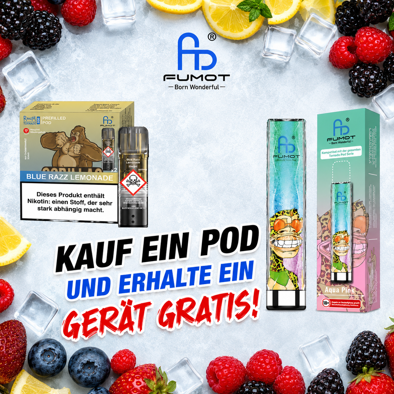 RandM Tornado Pod AKTION - 1 Pod + Gratis Akku